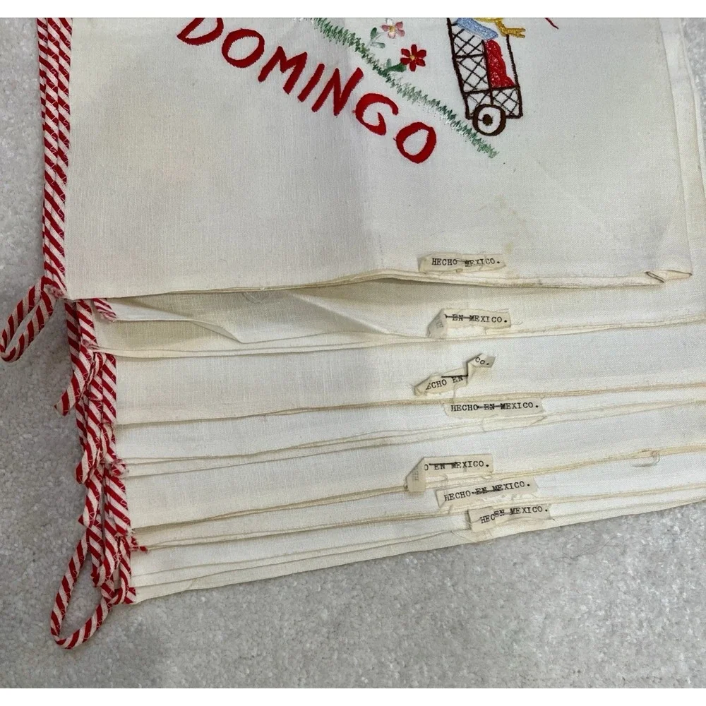 Vintage Mexican Days Of The Week Embroidered Tea Towels Set Of 7 Hecho En Mexico